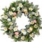 22-Inch Spring Easter Wreath – Front Door & Wall Decor with Green Leaves, Bunny, Wild Flowers, and Eggs, Rustic Farmhouse Home Decoration